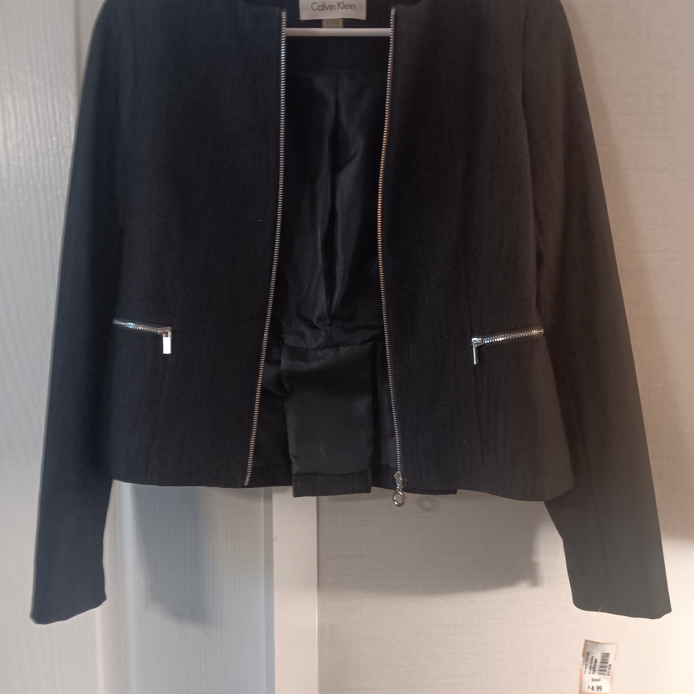 Calvin Klein Women's Black Blazer with Silver Accents